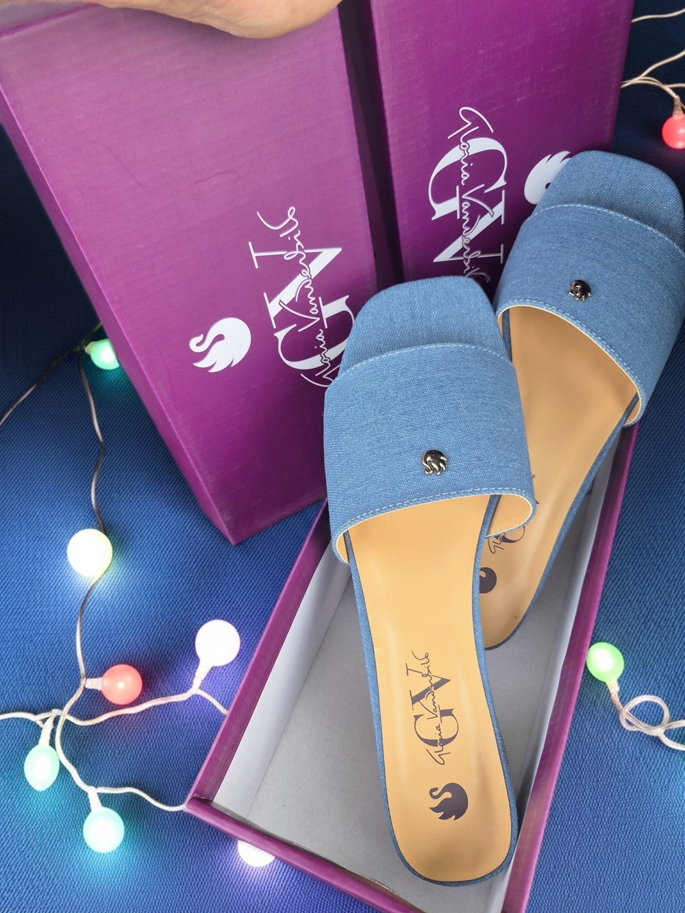 Gloria Vanderbilt Denim Blue Slide Mules - Picture 1 of 1